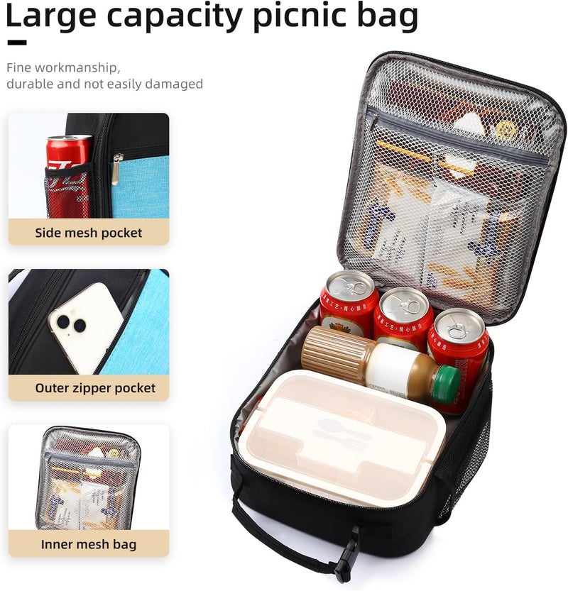 Lovoeo AYEANY Lunch box Lunch bag for men women Lunchbox Lunch bags Insulated Lunch bag Lunch box cooler (Thicken blue), Large - Image 3